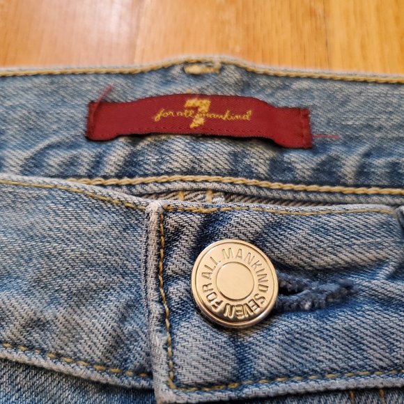 7 For All Mankind Jeans Women 26 30x27 Blue Denim Button Fly 90s Mom Made in USA - Picture 5 of 14
